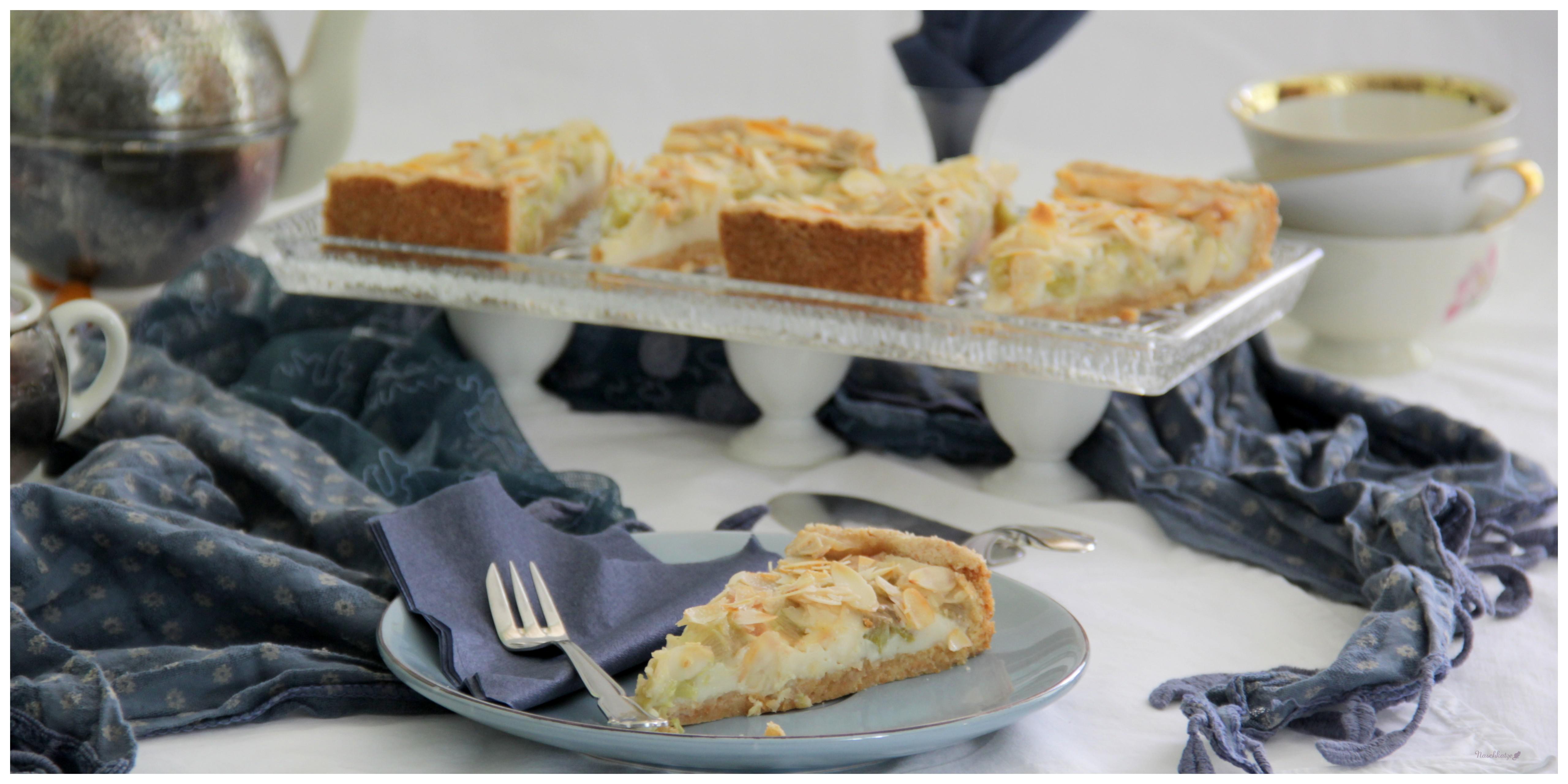 Rhabarberkuchen mit Guss und Mandeldecke_vegan