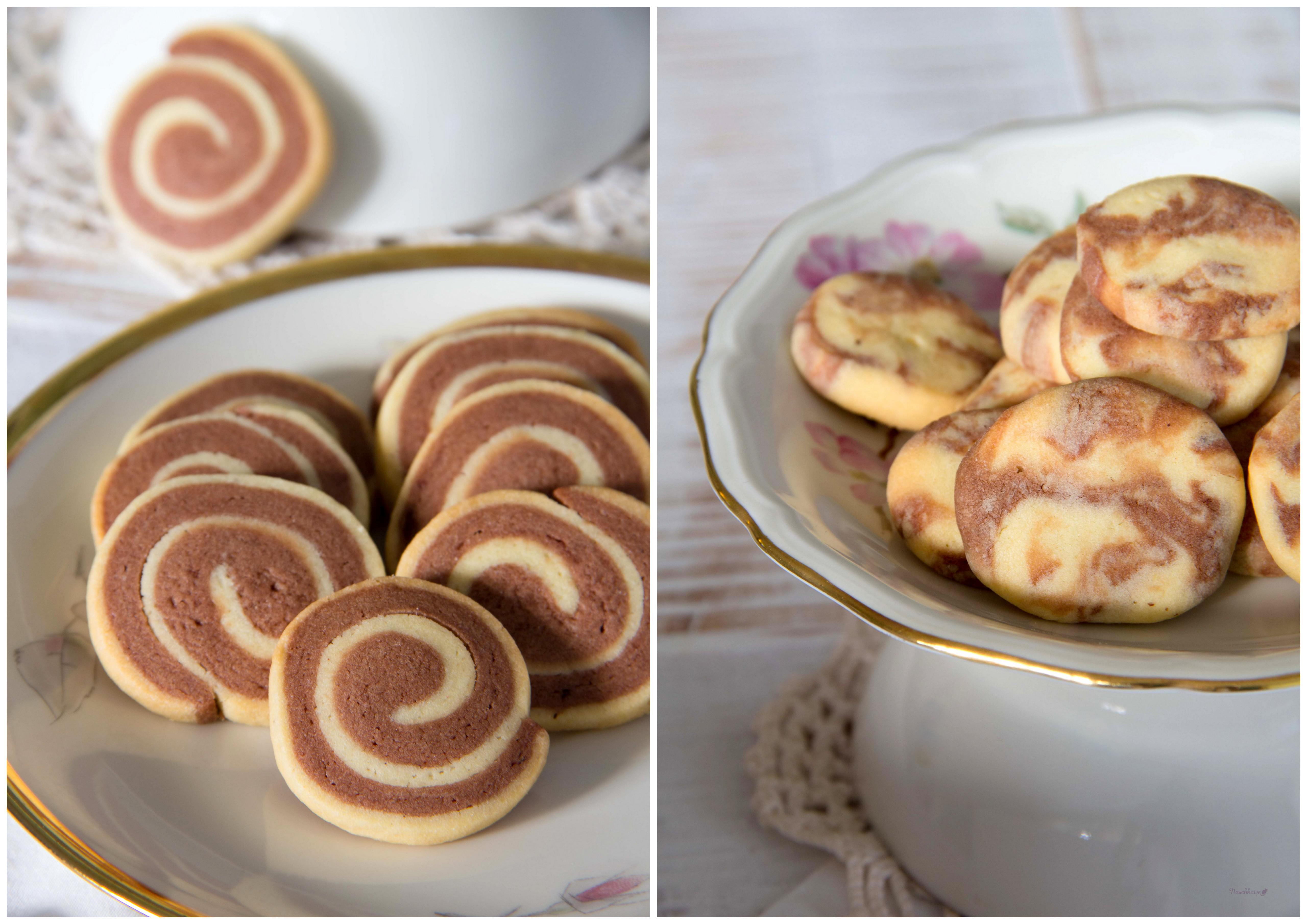 Schwarz-Weiß-Gebäck mit Spiral- oder Marmormuster